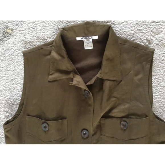 🇫🇷 NWOT Votre Nom Paris Olive Green Sleeveless Linen Blend Shirt Dress T3 M L - Picture 12 of 14